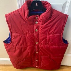 True Religion Vest ~ 2XL ~ Red Polyester with Snap Button Closure with Pockets.